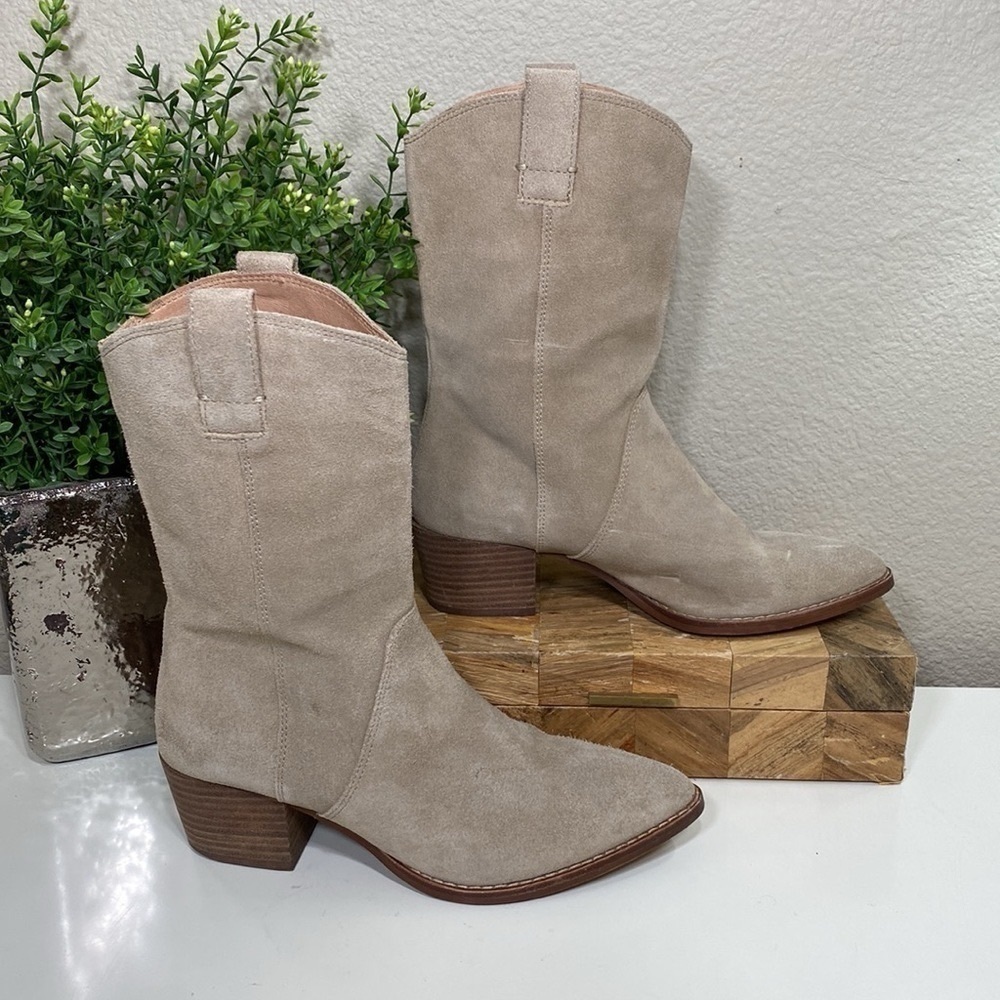 Madewell The Cassity Tall Western Suede Boot Walnut Shell sz 7.5 NG673 - Picture 3 of 16